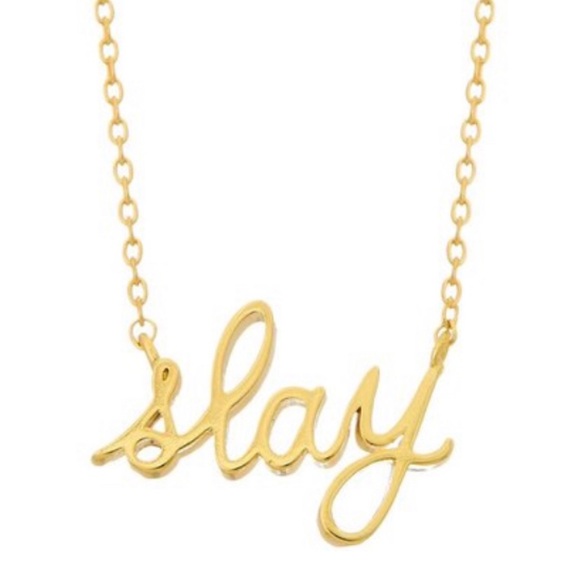 Slay script gold plated necklace - Picture 3 of 6